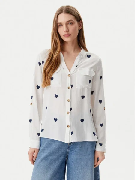 Vero Moda Cămașă Bumpy alb