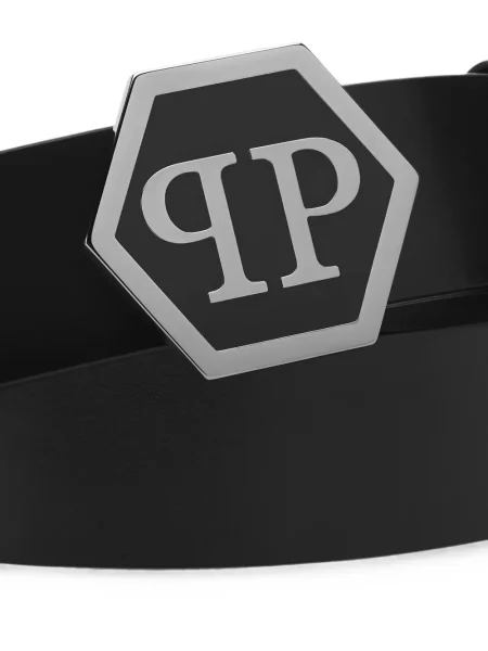 Cu centură curea Philipp Plein din piele negru
