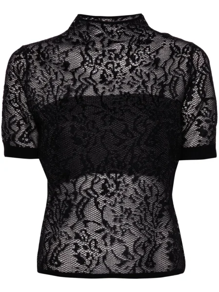 Прозрачен жакардов пуловер Twinset черно