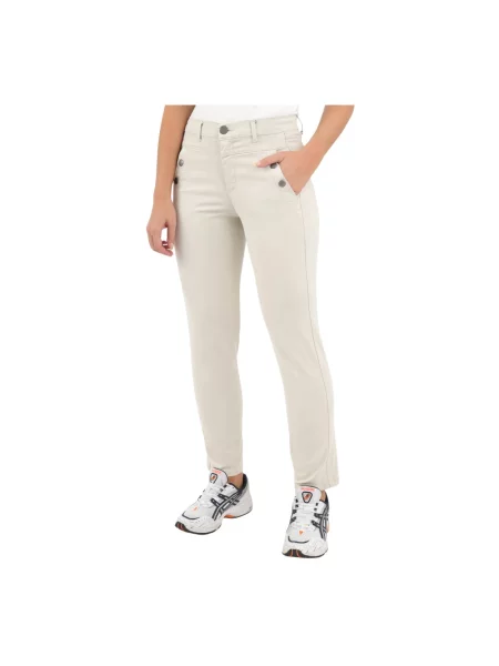 Spodnie 2-biz z wysoką talią beżowe