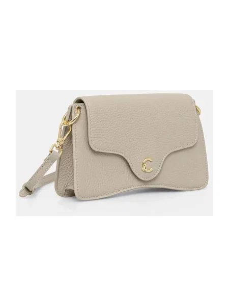 Coccinelle torebka crossbody skórzana beżowa