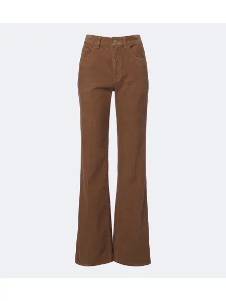 Pantaloni Saint Laurent de catifea cord evazate maro