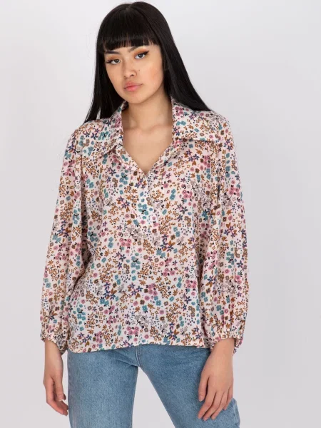 Bluză Fashionhunters cu model floral cu imagine bej