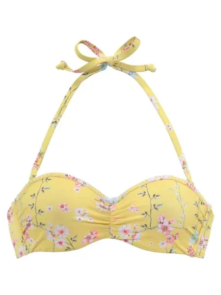 SUNSEEKER Bikini zgornji del Ditsy rumena / jelka / roza / naravno bela