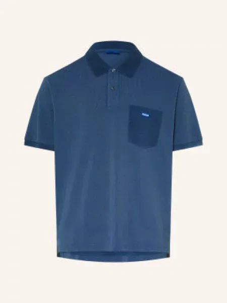 Hugo Koszulka Polo Piqué Nemin blau niebieska
