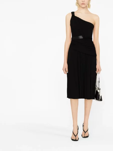 Midi haljina Alberta Ferretti lepršave crna