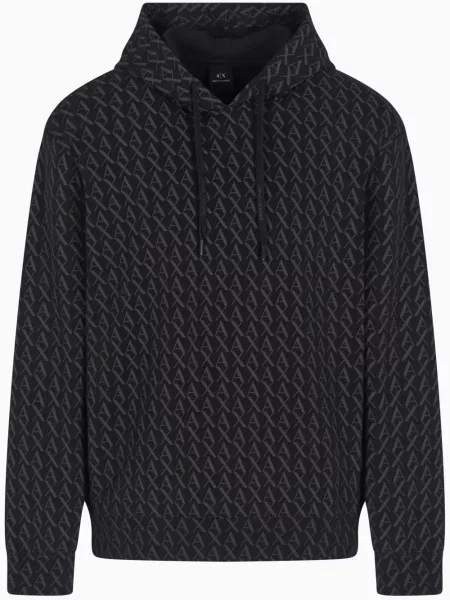 Hanorac cu glugă Armani Exchange din material terry negru