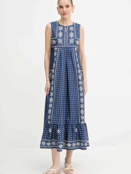 Сукня Weekend Max Mara MANILA maxi розкльошена синій