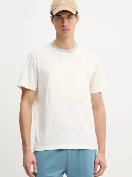 Тениска Lacoste с апликация бежово