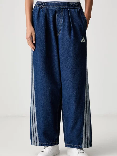 Adidas blugi wide leg pentru femei Denim Pack albastru