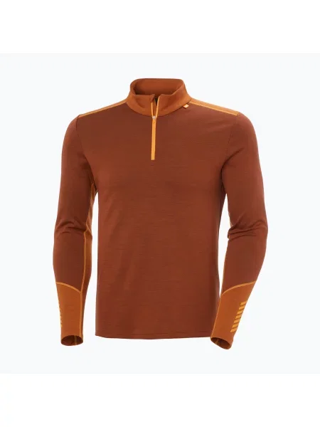 Bluza termoaktywna Helly Hansen Lifa Merino Midweight Zip iron oxide pomarańczowa