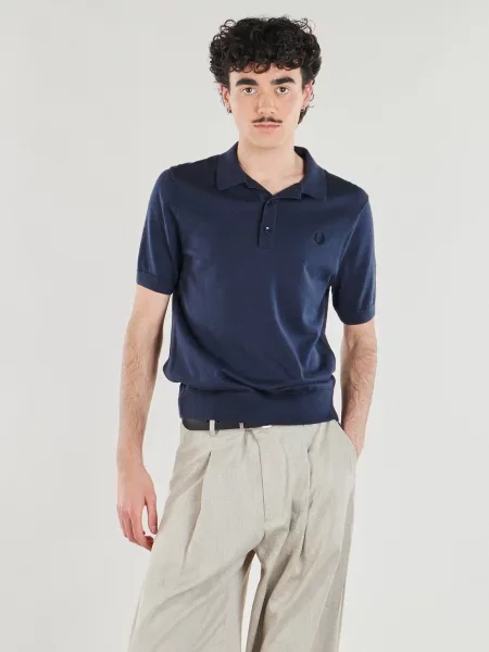 Pletená košeľa Fred Perry modrá