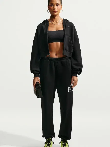 Nike Sportswear dukserica na zakopčavanje sa kapuljačom ženska s pamukom Studio Fleece crna