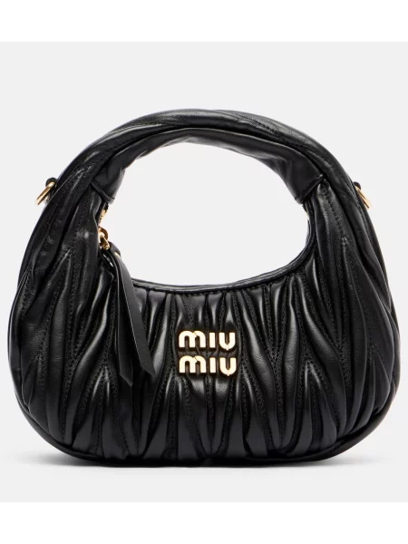 Geantă shopper Miu Miu din piele negru