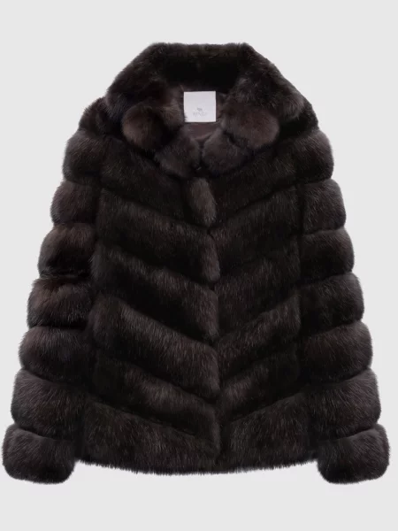 Шуба з хутра соболя прямого крою Rindi коричнева