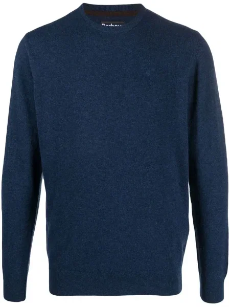 Pulover Barbour cu broderie de lână albastru