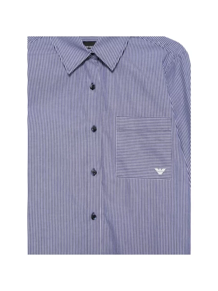 Koszula Emporio Armani w paski z długim rękawem z paskiem niebieska