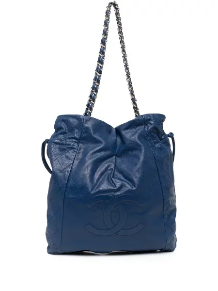 Stahovací šňůrka kabelka Chanel Pre-owned modrá
