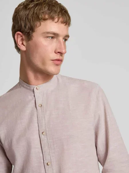 Koszula casualowa o kroju regular fit z mieszanki bawełny i lnu Jack & Jones beżowa