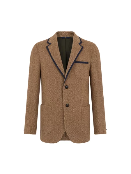 Marynarka Brooks Brothers wełniana w jodełkę brązowa
