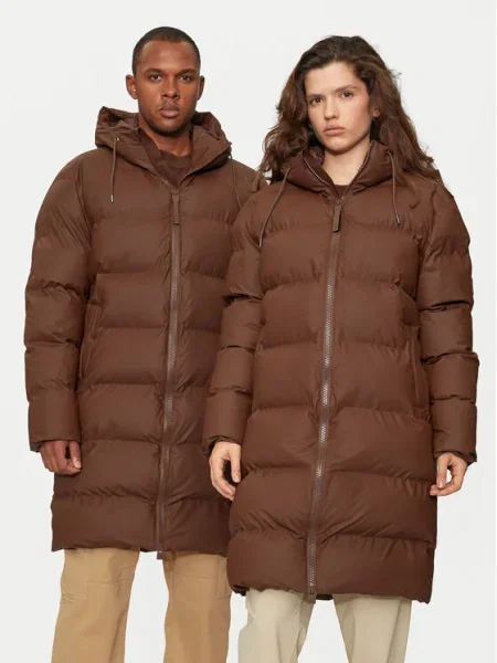 Rains geacă de ploaie Alta Longer Puffer Jacket de iarnă maro