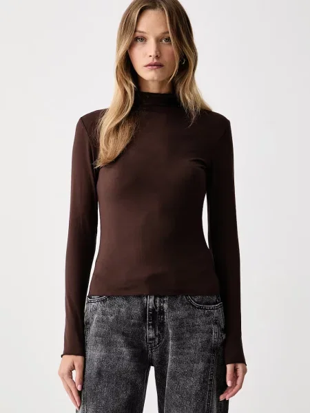 Le Privé longsleeve pentru femei EDITH TOP MARRON maro