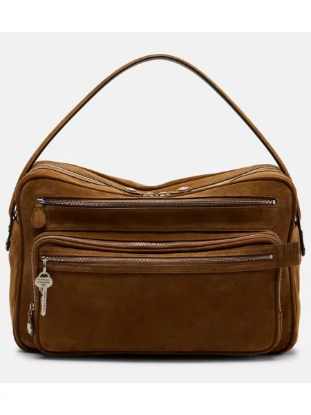 Geantă Acne Studios din piele de căprioară maro