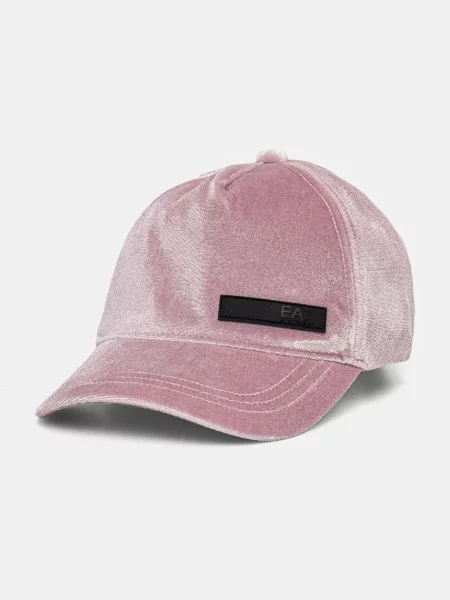 Velúr sapka Ea7 Emporio Armani rózsaszín
