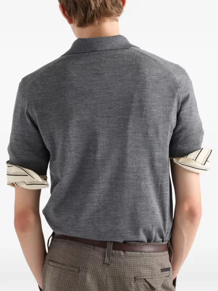 Tricou polo Prada de lână gri