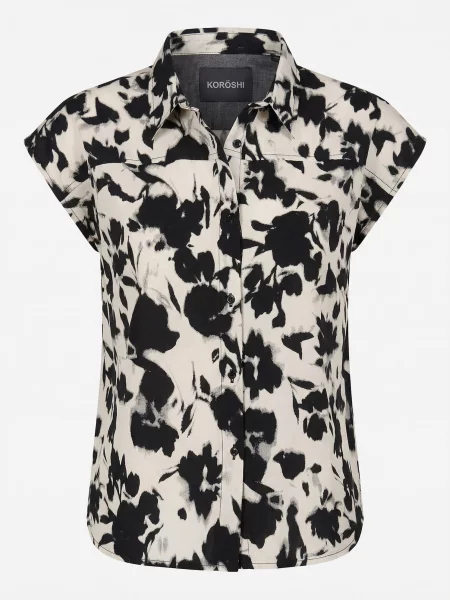 KOROSHI Bluză negru alb