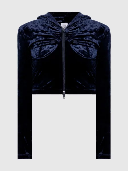 Укорочена велюрова спортивна куртка Vetements синя