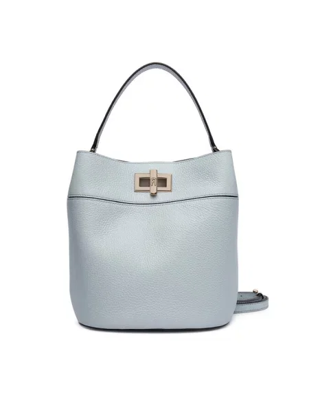 Furla torebka skórzana Amelia M Bucket Bag szary