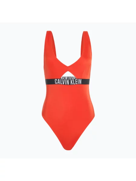 Дамски бански костюм Calvin Klein Intense Power One Piece Fashion Fit flamingo chili червено