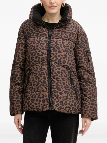 Geacă Guess cu imagine cu imprimeu animal print maro