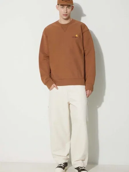 Кофта Carhartt WIP American Script Sweat з аплікацією коричневий