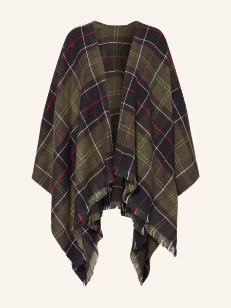 Barbour Plášť Staffin Serape tmavě zelená / červená černá