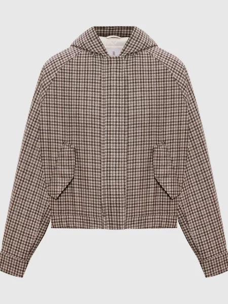 Куртка з вовни в клітинку Brunello Cucinelli бежева