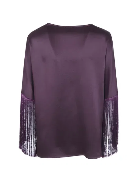 Top Antonelli cu franjuri din satin violet