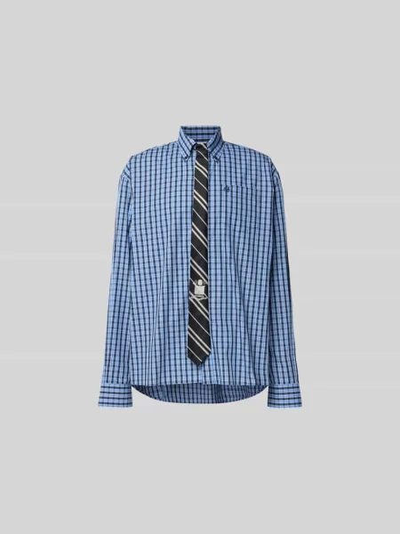 Koszula casualowa o kroju relaxed fit z bawełny Vetements granatowa
