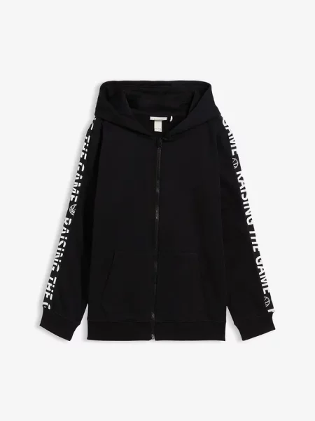 Bluza rozpinana z kapturem z bawełny organicznej czarna