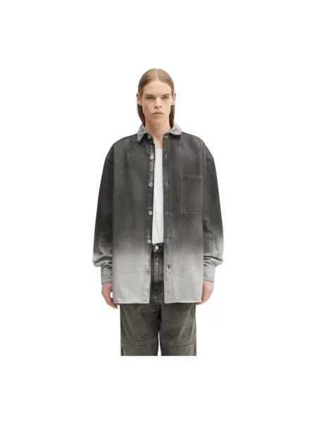 Marcelo Burlon koszula jeansowa Gradient Denim Overshirt Black White relaxed z kołnierzykiem klasycznym szary