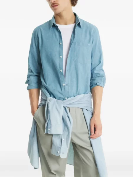 Cămașă Maison Kitsune cu broderie albastru