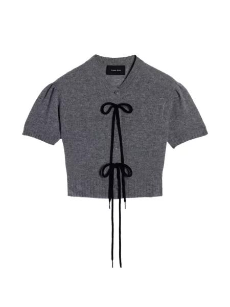 Kardigan Simone Rocha z kokardką z kaszmiru szary