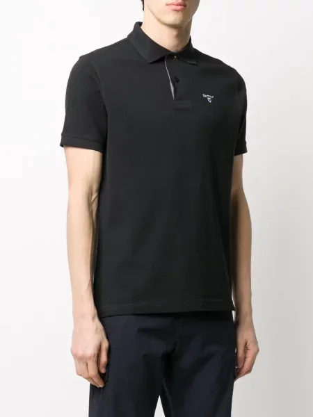 Tricou polo Barbour cu broderie negru
