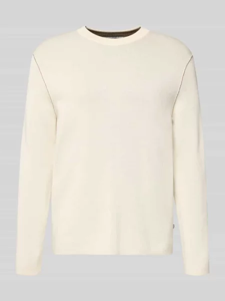 Sweter z dzianiny kroju regular fit z mieszanki bawełny Marc O'polo Denim biały