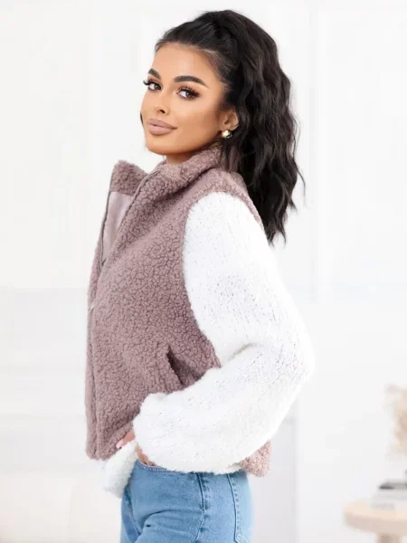 Pleten telovnik Factory Price s kapuco bela