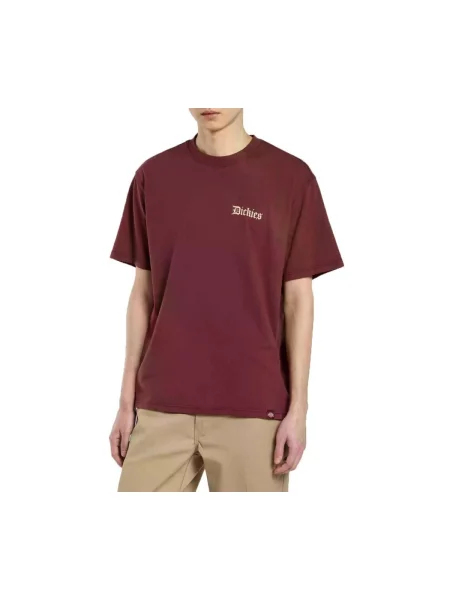 DICKIES Tricou Diner crem / maro ruginiu bordo