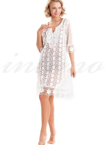 Легкая туника с кружевом біла