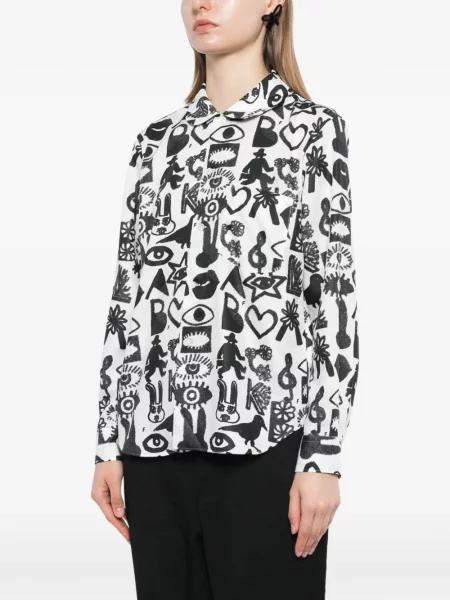 Cămașă Comme Des Garçons Black cu imagine alb