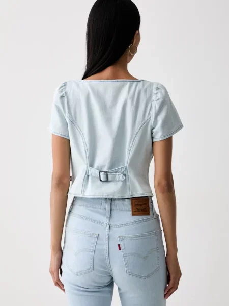 Levi's bluzka koszulowa jeansowa MIETTE SS DENIM niebieska